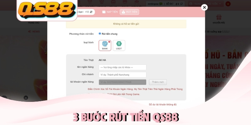 3 bước rút tiền QS88