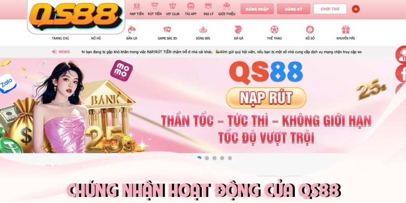 Chứng nhận hoạt động của QS88