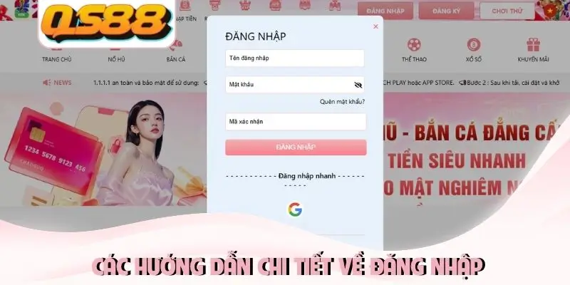 Các hướng dẫn chi tiết về đăng nhập Các hướng dẫn chi tiết về đăng nhập